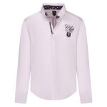 Chemise  manches longues en coton rose unie avec un col amricain