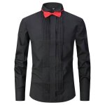Chemise mariage homme avec bouton de manchette chemise elegant slim fit avec n?ud papillon couleur unie ...