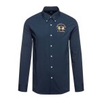 Chemise la martina - rf. ccmc01 - pp003 - 07017. couleur : bleu marine. dtails. - col classique boutonn. ...