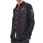 Chemise la martina - umc304 - tw307 - 09999 - noir - coupe r�guli�re - col chemise - manches longues