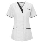 Chemise mdicale femme - blouse col v tissu respirant blanc