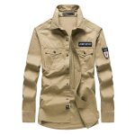 Chemise militaire homme - insfity - pur coton - manches longues - poches - kaki