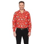 Chemise  motifs bonhomme de neige rouge homme