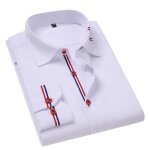 Chemise oxford homme slim fit manches longues casual chemise couleur unie confortable - blanc