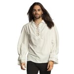 Chemise de pirate homme blanche - boland - chemise de pirate homme blanche - coupe large - col lac - ...