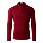 Chemise polo shirt business casual manches longues en coton pour homme - bordeaux