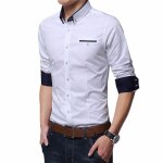 Chemise pur cotton homme - funmoon - coupe slim - manches longues - blanc