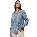 Chemise droite � motif rayures et effet denim. dot�e de pattes de boutonnage devant et sur les manches. ...