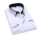 Chemise slim fit homme manches longues style business chemise unie sans repassage - blanc
