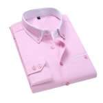 Chemise slim fit homme manches longues style business chemise unie sans repassage - rose