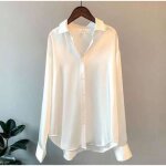 Chemise en soie vintage pour femmes - marque - blanc - manches longues