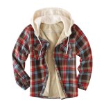 Chemise de travail rembourre chemise hoodies bcheron casual manches longues plaid bouton chemise chaude ...