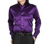 Chemise unie de ville  manches longues homme - funmoon - coupe droite - couleur violette
