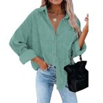 Chemise en velours ctel  manches longues pour femme - marque - modle - vert - ample casual cardigan ...