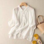 Chemise vintage - funmoon - coton transparent - dentelle - �t� - coupe loose