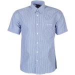 Chemisette ray�e homme - pierre cardin - blanche et bleue - manches courtes - col chemise - regular