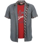 Chemisette mock layer grise et rouge homme lee cooper taille m