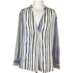 Chemisier - blouse - liquette en soie pour femme belair - ray bleu - manches longues - col chemise