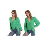 Chemisier cache coeur - vert - taille 36 - femme - ajust�e - manches longues