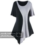 Femmes casual o - neck plus size patchwork chemisier � manches courtes t - shirt haut chemisier