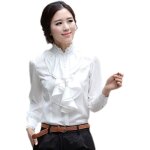 Chemisier femme chic dentelle blouse lgante mode - blanc - manches longues - col debout