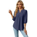 Chemisier femme col en v manches 3 - 4 couleur unie casual chemise l�che ete d�contract� confortable ...