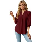 Chemisier femme col en v manches 3 - 4 couleur unie casual chemise lâche ete décontracté confortable ... Chemisier femme col en v manches 3 - 4 couleur unie casual chemise lâche ete décontracté confortable ...