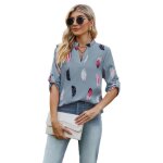 Chemisier femme imprim col en v manches 3 - 4 casual chemise lche ete dcontract confortable - taille ...