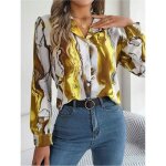 Chemisier femme manches longues col en v casual chemise imprim lche elgant avec boutons confortable ...