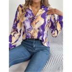 Chemisier femme manches longues col en v casual chemise imprim lche elgant avec boutons confortable ...