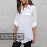 Chemisier femme - mode fminine - bouton  manches longues - col v - blanc