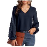Chemisier femme en mousseline de soieblouse transparente dentelle manches longues t - shirt femme chic ... Chemisier femme en mousseline de soieblouse transparente dentelle manches longues t - shirt femme chic ...