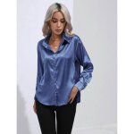 Chemisier femme satin soie col en v manches longues casual chemise elegant regular fit couleur unie - ... Chemisier femme satin soie col en v manches longues casual chemise elegant regular fit couleur unie - ...