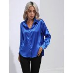 Chemisier femme satin soie col en v manches longues casual chemise elegant regular fit couleur unie - ... Chemisier femme satin soie col en v manches longues casual chemise elegant regular fit couleur unie - ...