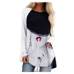 Chemisier femme tee - shirt À manches longues imprimé À grande taille col rond hauts - blanc - baggy ... Chemisier femme tee - shirt À manches longues imprimé À grande taille col rond hauts - blanc - baggy ...