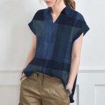 Chemisier - �l�gant - femme - manches courtes - bleu - style d�contract� �t�