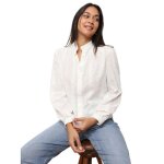 Chemisier � motif en broderie anglaise. mod�le avec boutons devant et sur les manches ballons. pour femme ...