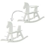 Cheval  bascule volutif en bois avec anneau de protection amovible - roba - blanc