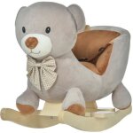 Cheval � bascule homcom peluche 60x33x50cm gris