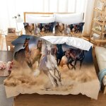Chevaux sont en train de courir parure de lit 3 pieces 1 housse de couette 220 * 240cm et 2 taies doreillers ...