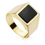 Chevalire - ac0176 - 18k or jaune - onyx - taille 62 - carr 10x8mm