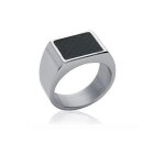 Chevalière homme en acier inoxydable et carbone - bijouxia - t54 à 70 - joaillerie - argenté Chevalière homme en acier inoxydable et carbone - bijouxia - t54 à 70 - joaillerie - argenté