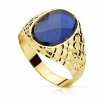 Chevalire - or - aa2303 - homme - 14mm - bleu pierre spinelle
