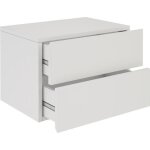 Chevet suspendu florent �tag�re murale avec 2 tiroirs sans poign�e en m�lamin� blanc mat