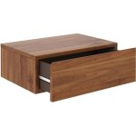 Chevet suspendu oceane �tag�re murale avec 1 tiroir sans poign�e en bois couleur noyer