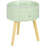 Table basse - table de chevet - homcom - ronde design scandinave avec tiroir pieds effil�s inclin�s - ...