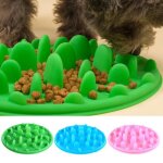 Chien chat chiot gamelle bol voyage antidrapant anti glouton lente alimentation - vert