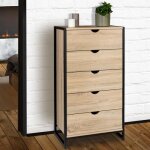 Idmarket chiffonnier 5 tiroirs detroit 60 cm commode semainier design industriel