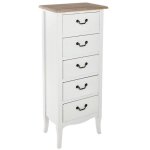 Chiffonnier de 5 tiroirs en paulownia coloris blanc - dim : l. 45 x l. 30 x h. 113 cm