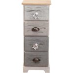 Chiffonnier chevet 4 tiroirs bois blanc blue gris shabby chic chambre  coucher - mobili rebecca